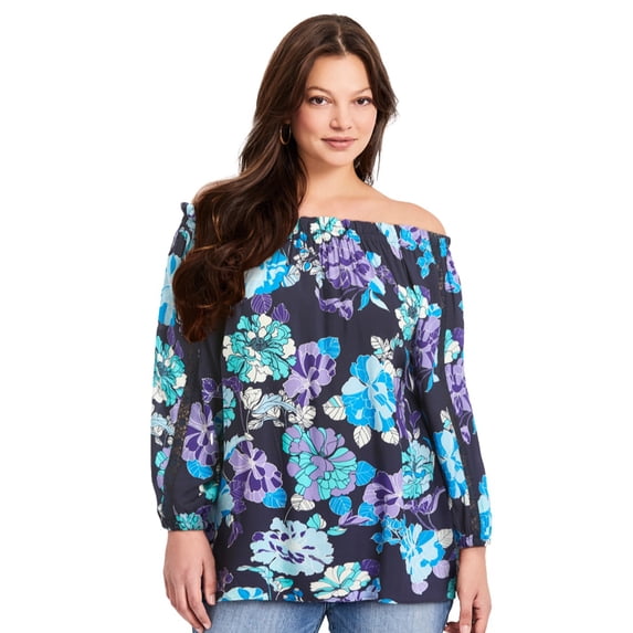 Avenue Women's Plus Size Convertible Peasant Top