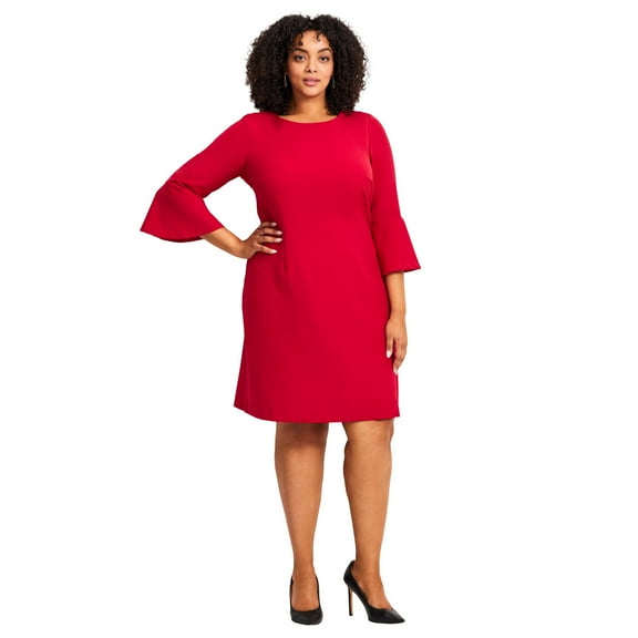 Avenue Women's Plus Size Cool Hand Bell Sleeve Dress