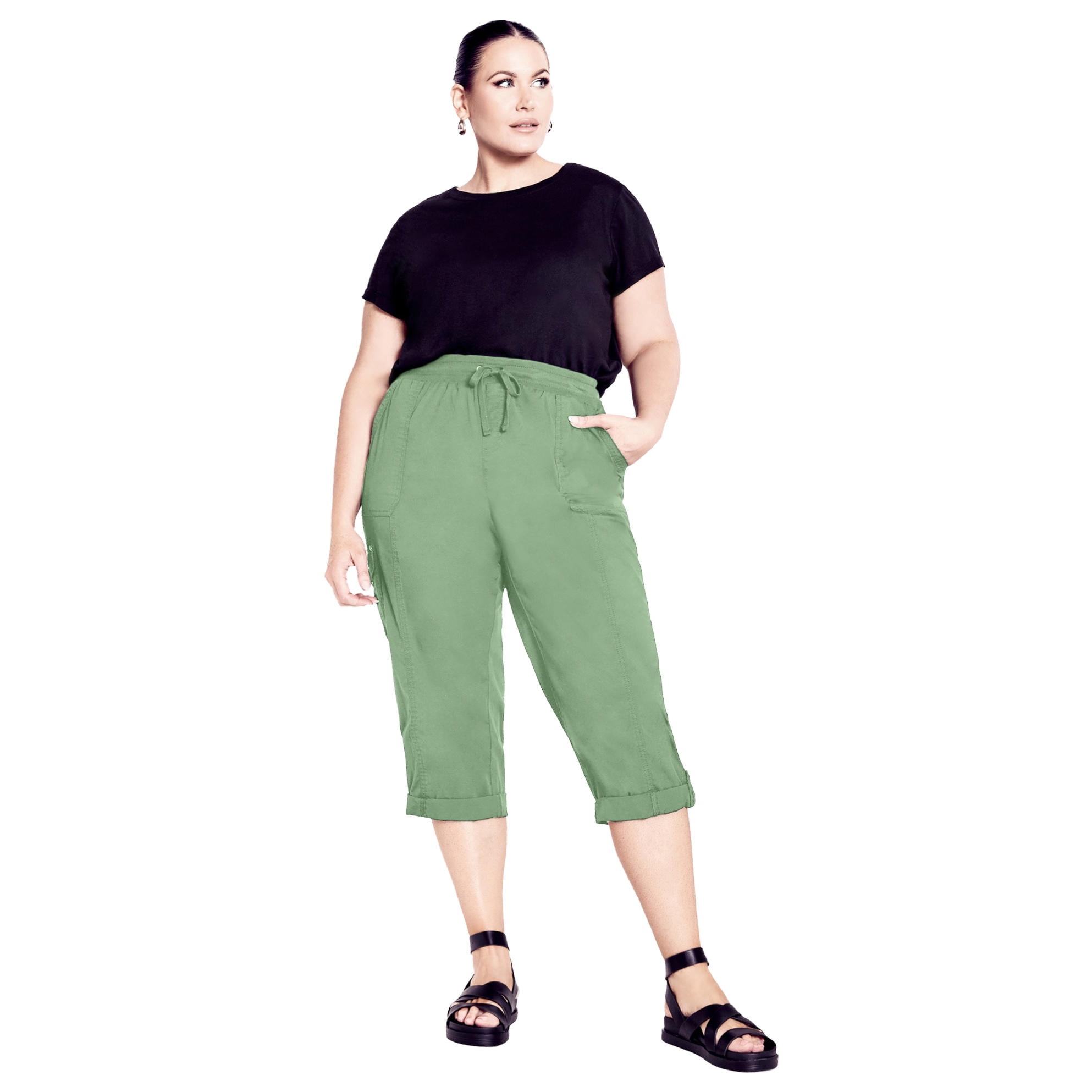 Avenue Women's Plus Size Cotton Roll Up Capri - Walmart.com