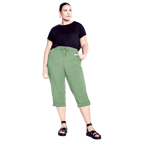 Avenue Women's Plus Size Cotton Roll Up Capri