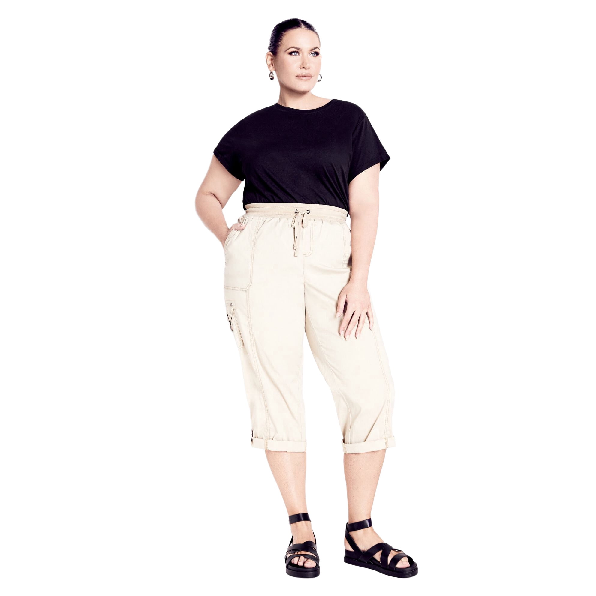 Avenue Women's Plus Size Cotton Roll Up Capri - Walmart.com
