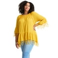 thumbnail image 1 of Avenue Women's Plus Size Crochet Fringe Trim Tunic, 1 of 2