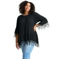 thumbnail image 1 of Avenue Women's Plus Size Crochet Fringe Trim Tunic, 1 of 2
