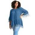 thumbnail image 1 of Avenue Women's Plus Size Crochet Fringe Trim Tunic, 1 of 2