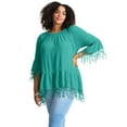 thumbnail image 1 of Avenue Women's Plus Size Crochet Fringe Trim Tunic, 1 of 2