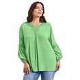 thumbnail image 1 of Avenue Women's Plus Size Crochet Lace Trim Top, 1 of 2
