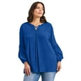 thumbnail image 1 of Avenue Women's Plus Size Crochet Lace Trim Top, 1 of 2