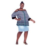 Avenue Womens Plus Size Daisy Cold Shoulder Border Top