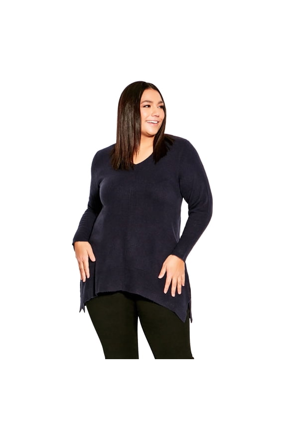 Women's Plus Size Deep Valley V Neck Sweater