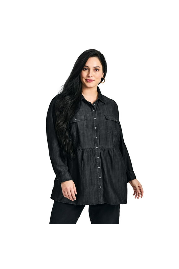 Women's Plus Size Denim Tiered Shirt
