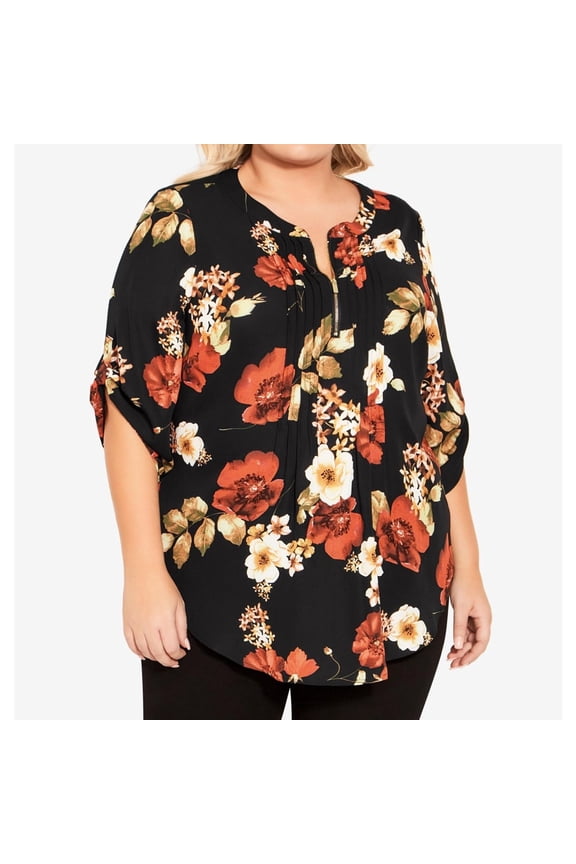 Womens Eastbrook Floral Knit Blouse, Multicoloured, Plus Size, 18W