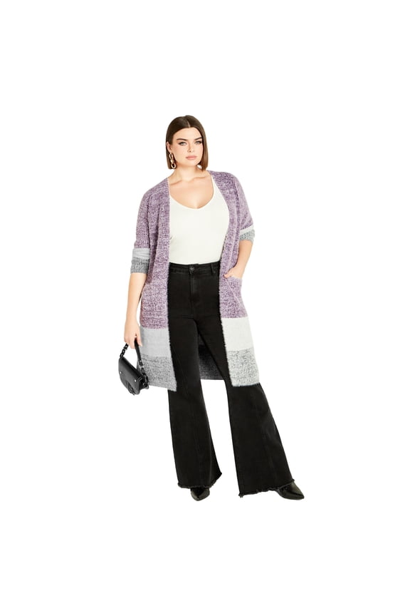 Women's Plus Size Elise Color Block Knitted Cardigan