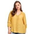 thumbnail image 1 of Avenue Women's Plus Size Embroidered Lace Detail Peasant Blouse, 1 of 2