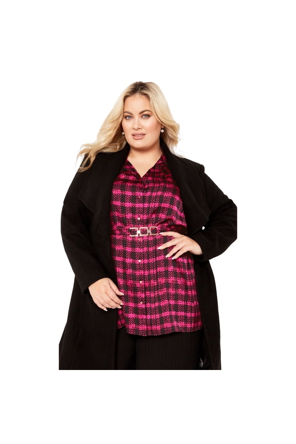 Women's Plus Size Eva Longline Gold Waist Belt Print Shirt