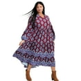 thumbnail image 1 of Avenue Women's Plus Size Everlasting Bordered Print Blouson Sleeve Dress, 1 of 2