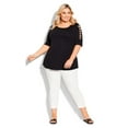 thumbnail image 1 of Avenue Women's Plus Size Exposed Button Crop Jean High Rise Waist Cropped Calf-Length, 1 of 4