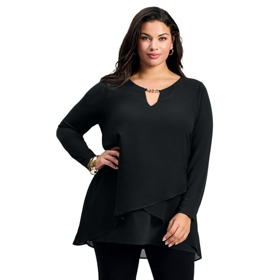 Avenue Women's Plus Size Fantasia Overlay Chain Tunic