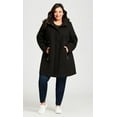 thumbnail image 1 of Avenue Women's Plus Size Faux Wool Hooded Zip Plain Coat, 1 of 5