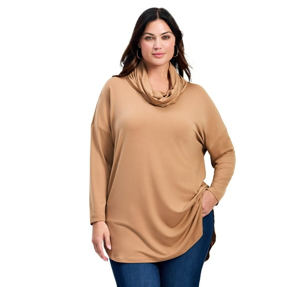 Avenue Women's Plus Size Faye Removeable Scarf Tunic