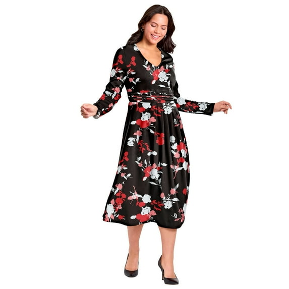 Avenue Women's Plus Size Fit And Flare Midi Ponte Dress