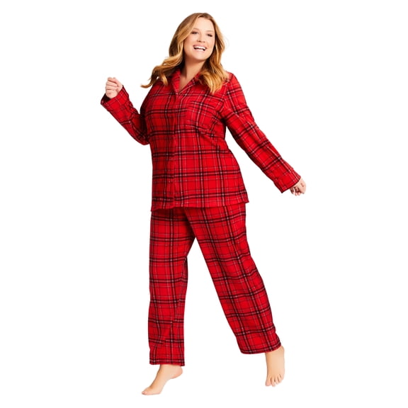 Avenue Women's Plus Size Fleece Check Sleep Top