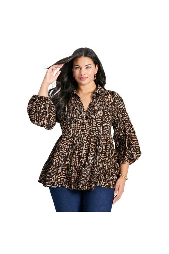 Women's Plus Size Flora Blouson Tiered Tunic