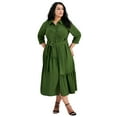 thumbnail image 1 of Avenue Women's Plus Size Flora Solid Maxi Shirtdress, 1 of 2
