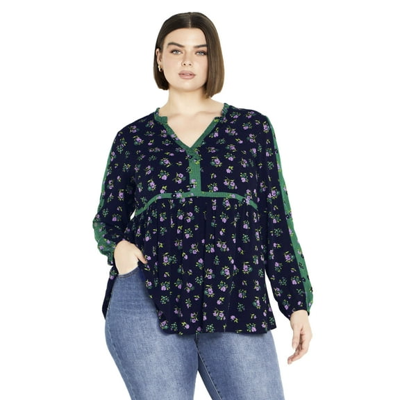 Avenue Women's Plus Size Floral Fields Tunic