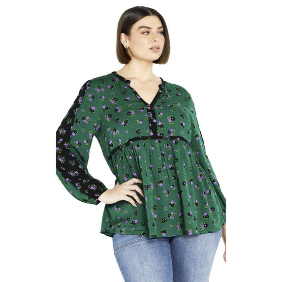 Avenue Women's Plus Size Floral Fields Tunic