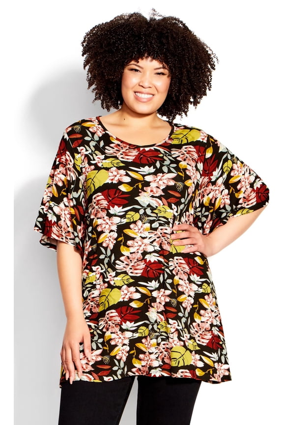 Women's Plus Size Flutter Sleeve Top Flutter Sleeve Round Neckline