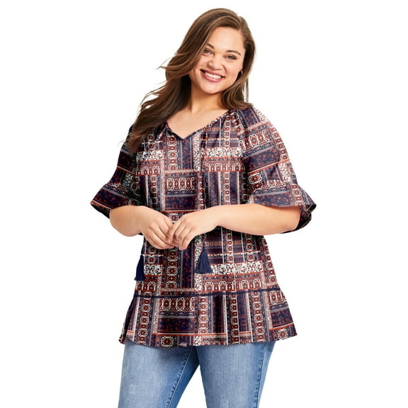 Avenue Women's Plus Size Flutter Sleeve Top