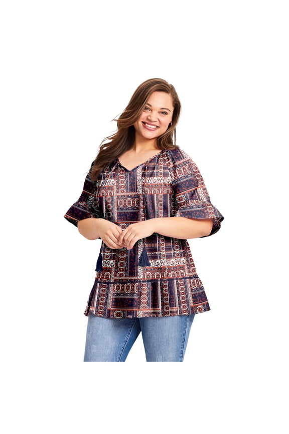 Women's Plus Size Flutter Sleeve Top