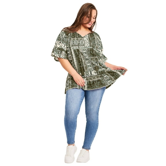 Avenue Women's Plus Size Flutter Sleeve Top