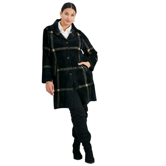 Avenue Women's Plus Size Gigi Check Sweater Coat