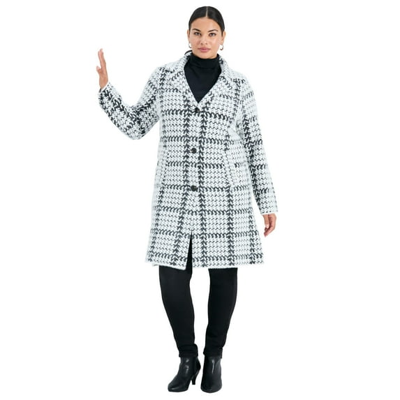 Avenue Women's Plus Size Gigi Check Sweater Coat