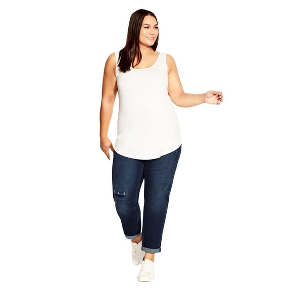 Avenue Women's Plus Size Petite Girlfriend Rip Jean