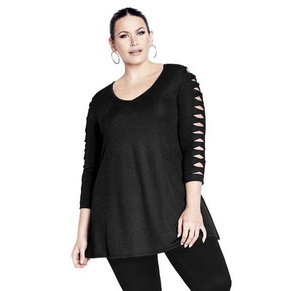 Avenue Women's Plus Size Glam Sleeve Detail Tunic