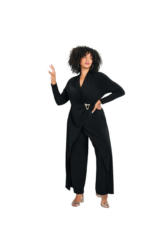 Women's Plus Size Glamour Wrap Front Jumpsuit