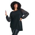 thumbnail image 1 of Avenue Women's Plus Size Glitz Embellished Sleeve Tunic, 1 of 2