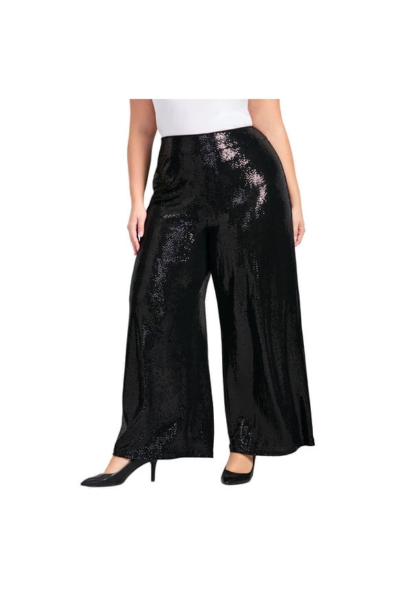 Women's Plus Size Glitz Sequin Wide Leg Pant