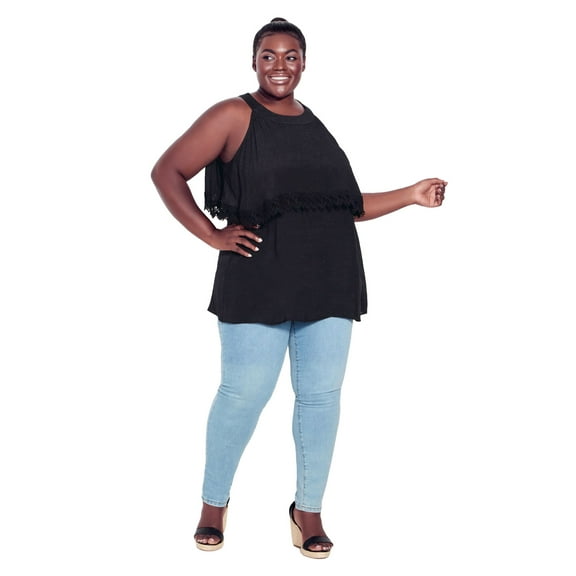 Avenue Women's Plus Size Hallie Halter Cold Shoulder Top