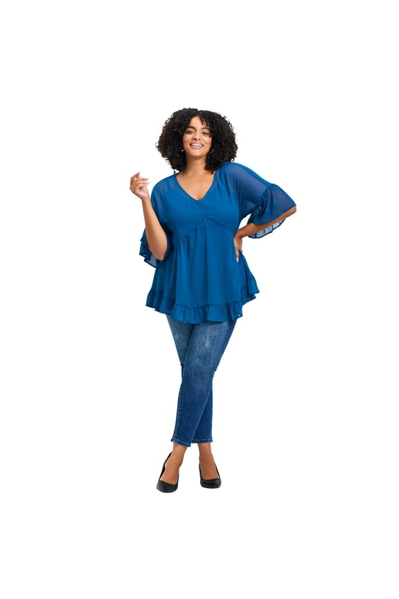 Women's Plus Size Harlow Frill Detail Blouse