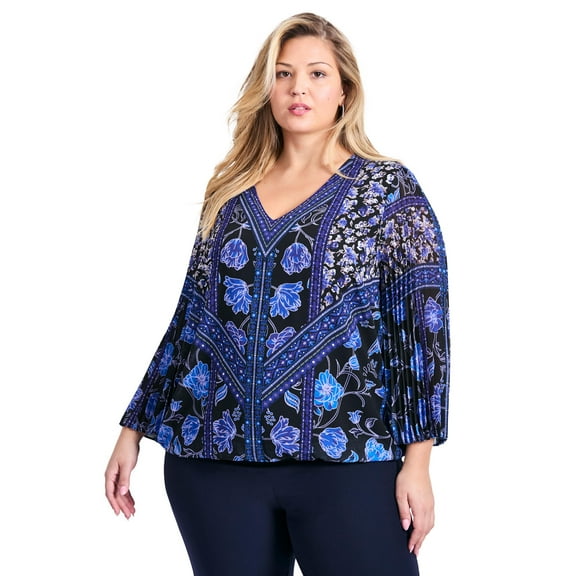 Avenue Women's Plus Size Harmony Pleat Sleeve Top