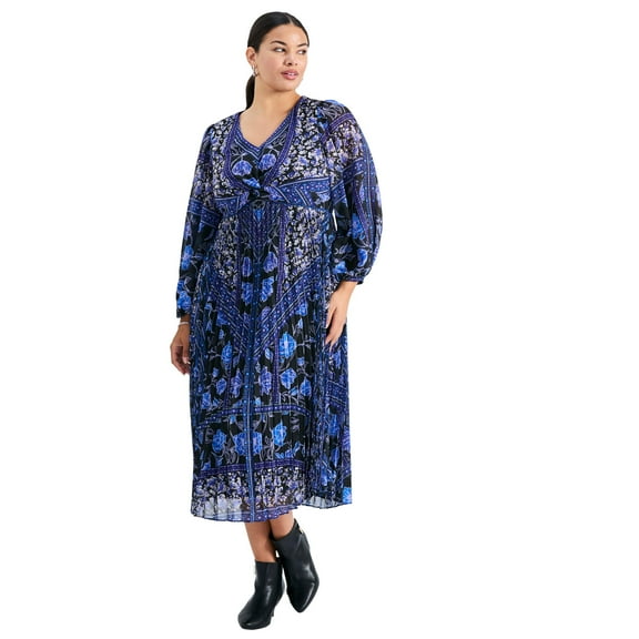 Avenue Women's Plus Size Harmony Twist Front Pleated Dress