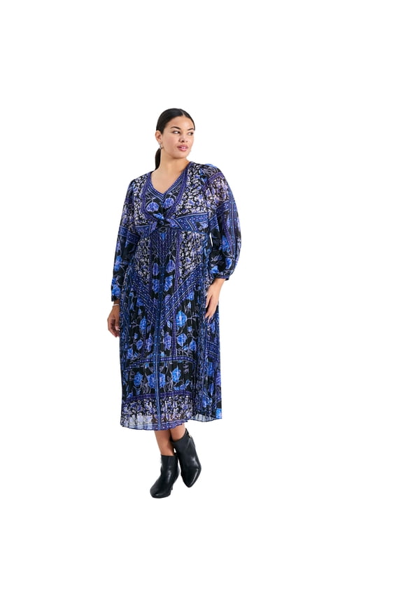Women's Plus Size Harmony Twist Front Pleated Dress