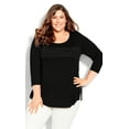 thumbnail image 1 of Avenue Women's Plus Size Heat Stud Plain 3/4 Sleeves Relaxed Top, 1 of 5
