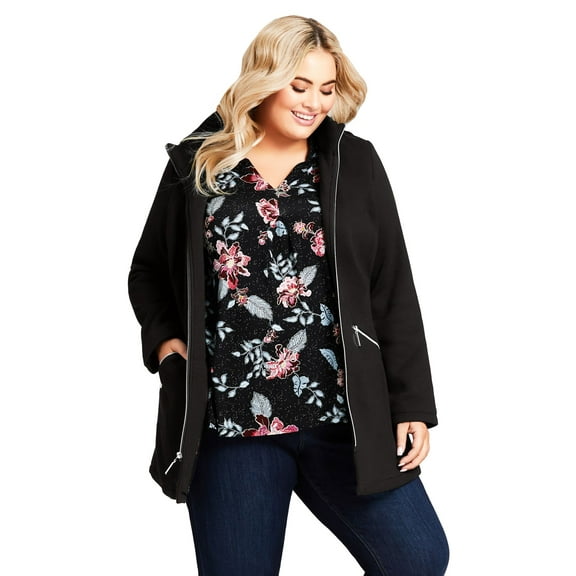 Avenue Women's Plus Size Hooded Fleece Jacket
