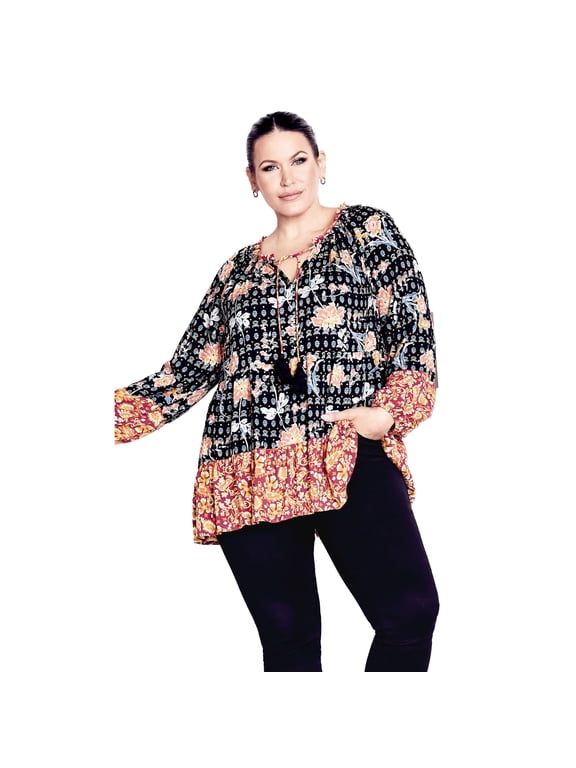 Women's Plus Size Imari Empire Waist Spliced Top
