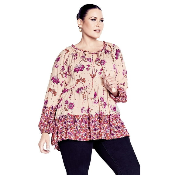 Avenue Women's Plus Size Imari Empire Waist Spliced Top