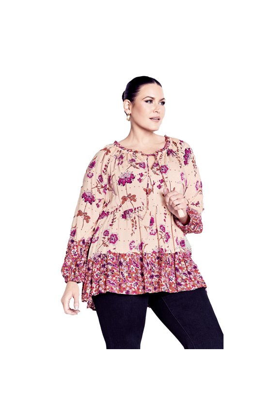 Women's Plus Size Imari Empire Waist Spliced Top